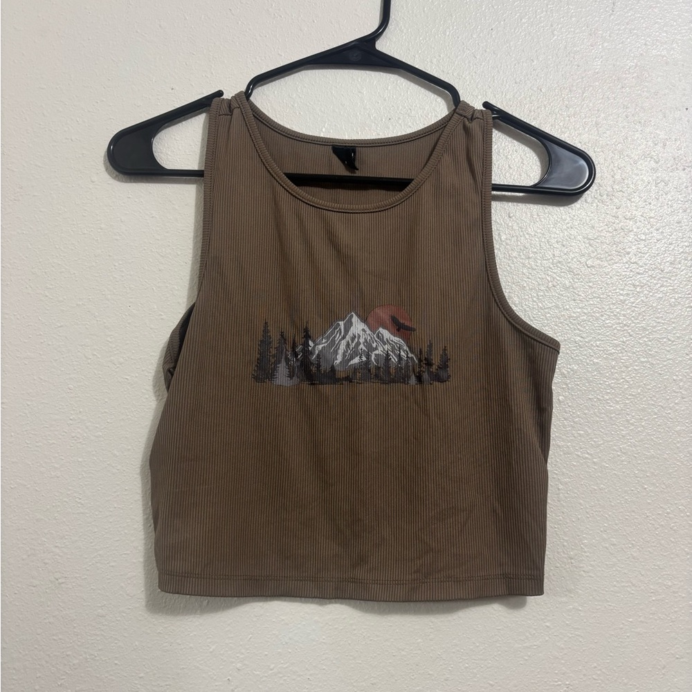 Brown Mountain Graphic Crop Top